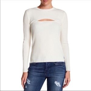 Frame Denim Cream Ribbed Crew Neck Sweater